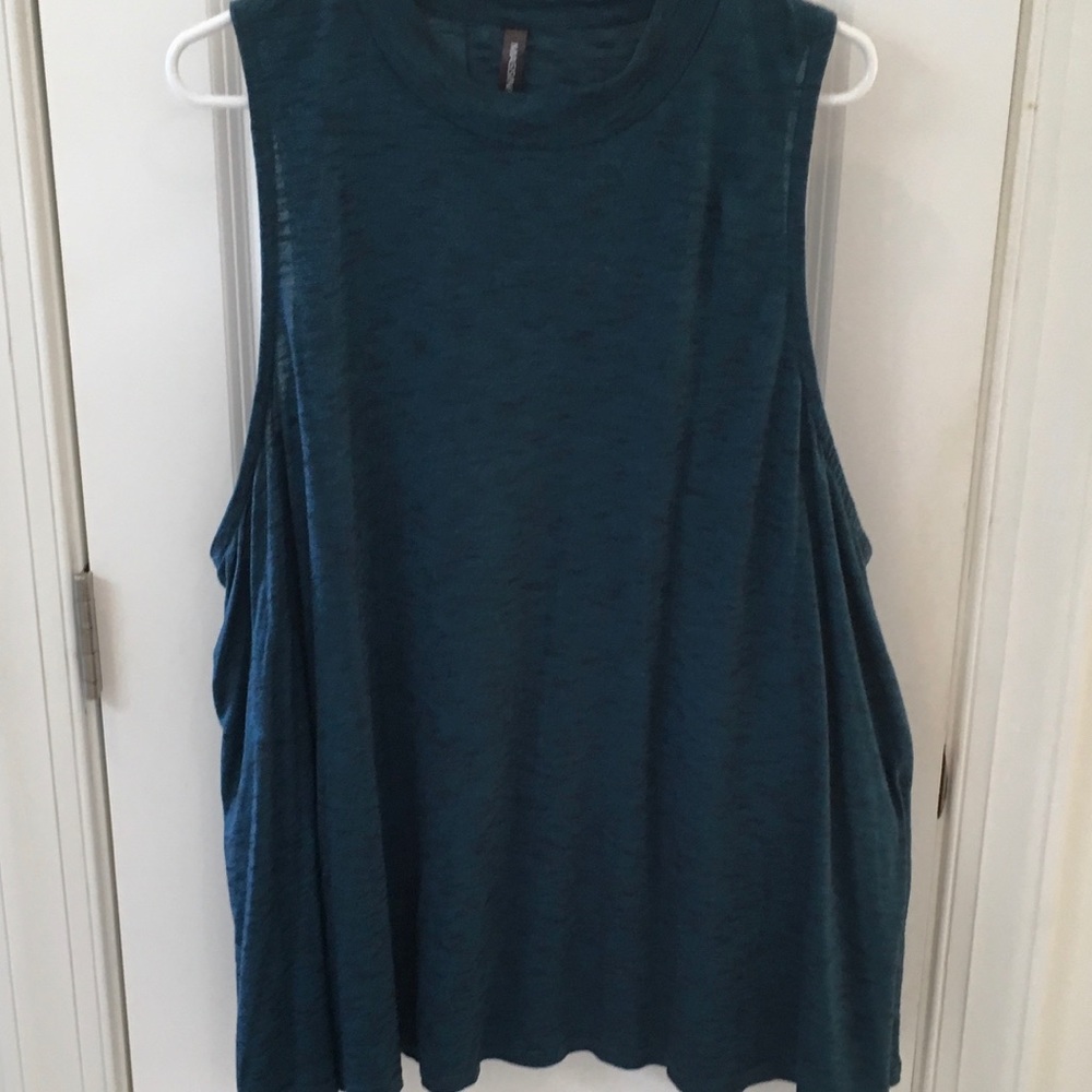 Massini Teal/Black Mock Turtleneck Tank Top Sz 3X